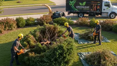 Professional shrub removal service in San Antonio, TX clearing overgrown bushes and yard debris