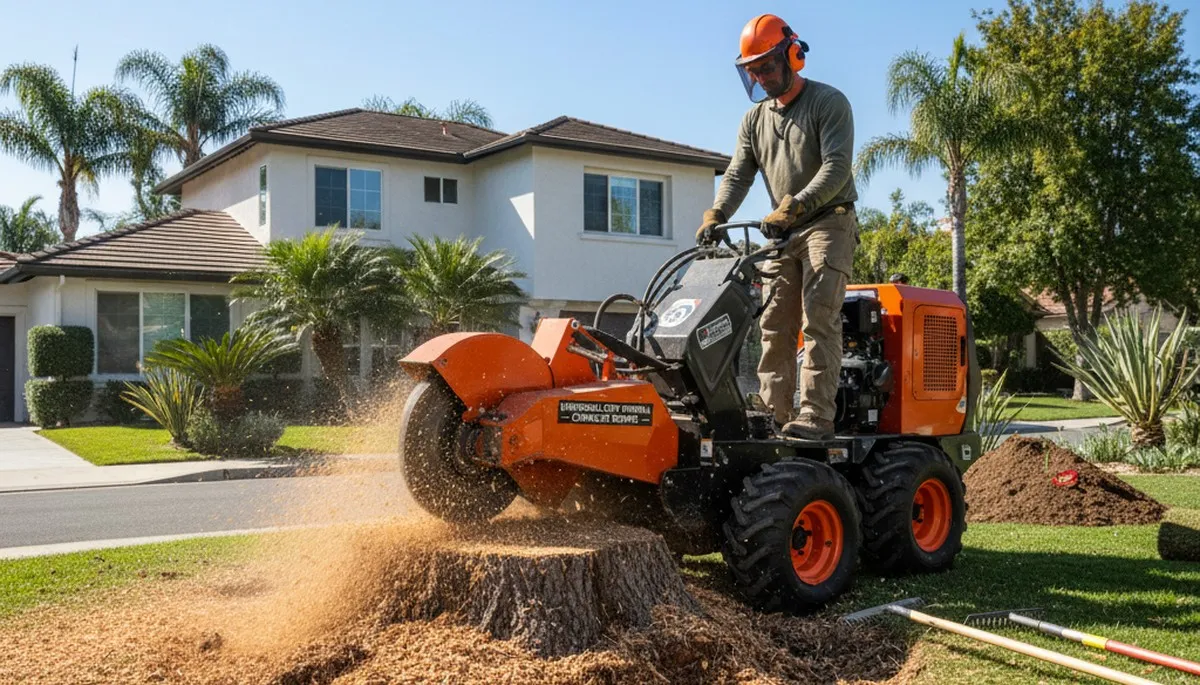 Stump grinding service removing tree stumps in Universal City, TX by professional San Antonio arborists