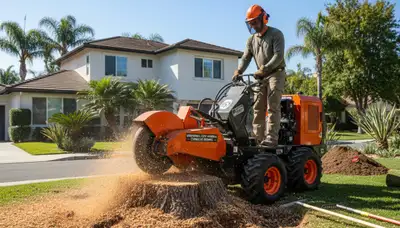 Stump grinding service removing tree stumps in Universal City, TX by professional San Antonio arborists