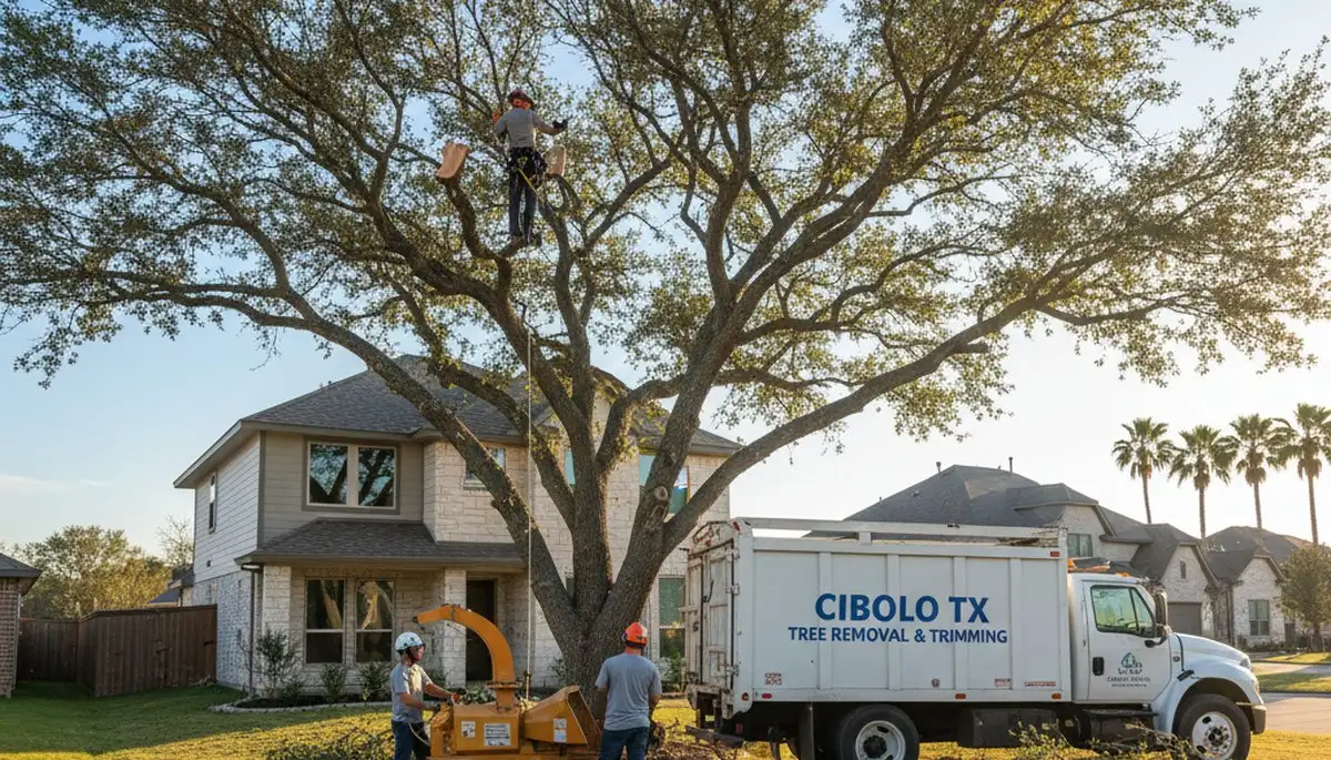 Professional tree removal service in San Antonio TX removing large oak safely