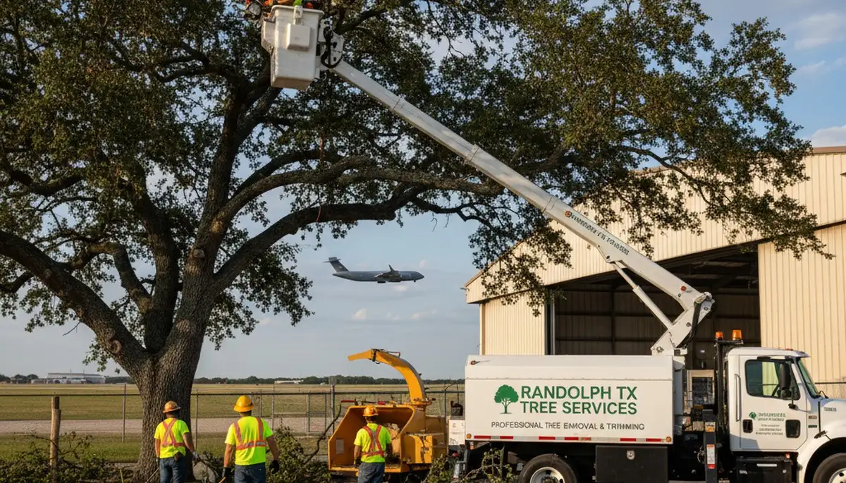 Professional tree removal service in San Antonio TX safely cutting large oak tree