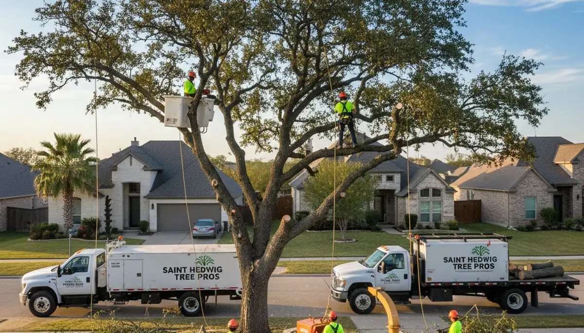 Professional tree removal service in San Antonio TX safely cutting and clearing large trees